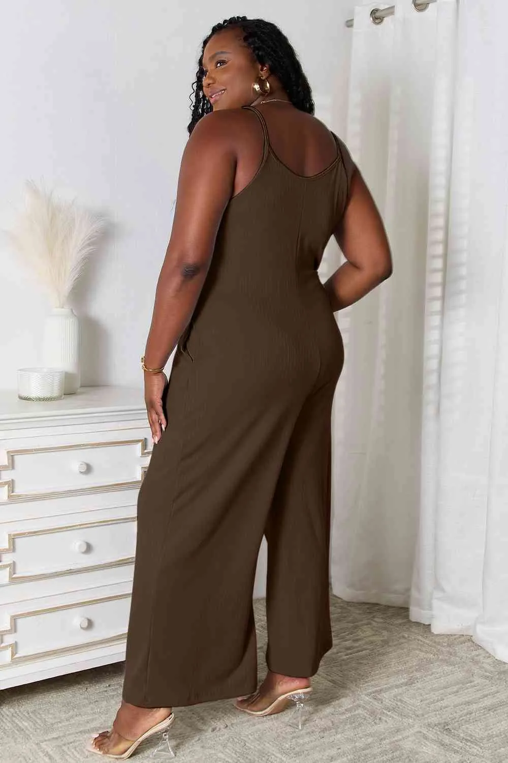 Serena Basic Bae Full Size Spaghetti Strap V-Neck Jumpsuit
