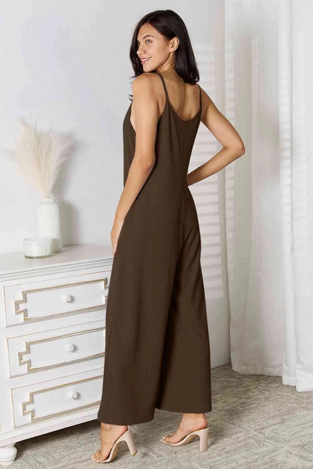 Serena Basic Bae Full Size Spaghetti Strap V-Neck Jumpsuit