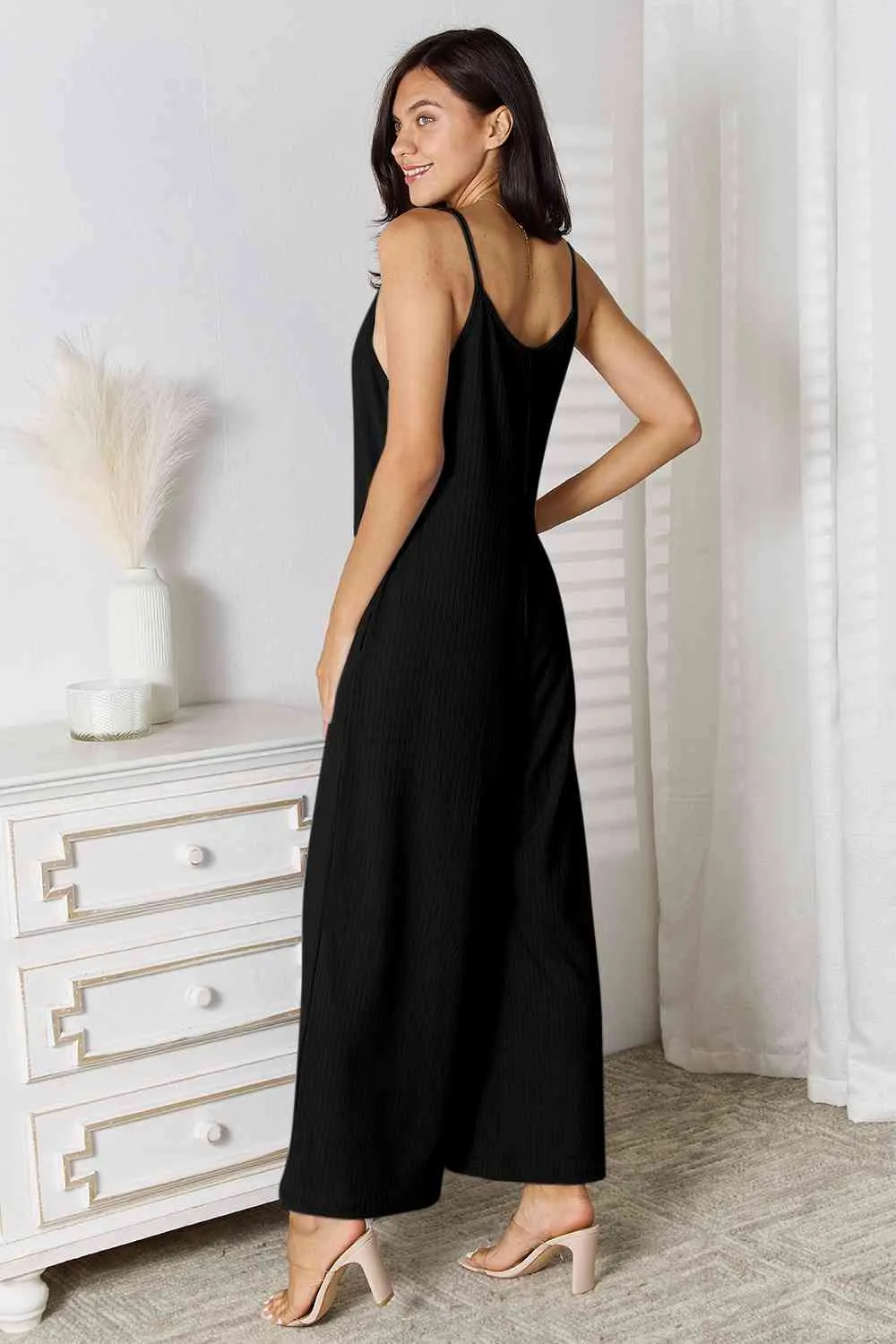 Serena Basic Bae Full Size Spaghetti Strap V-Neck Jumpsuit