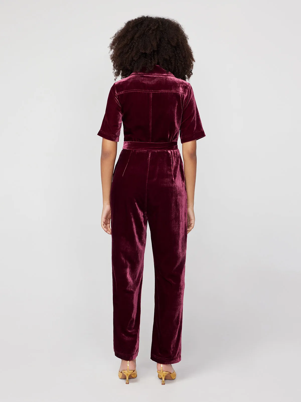 Serena Burgundy Velvet Jumpsuit