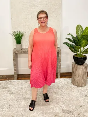 Short Estrella Dress, Flame to Beet Ombre