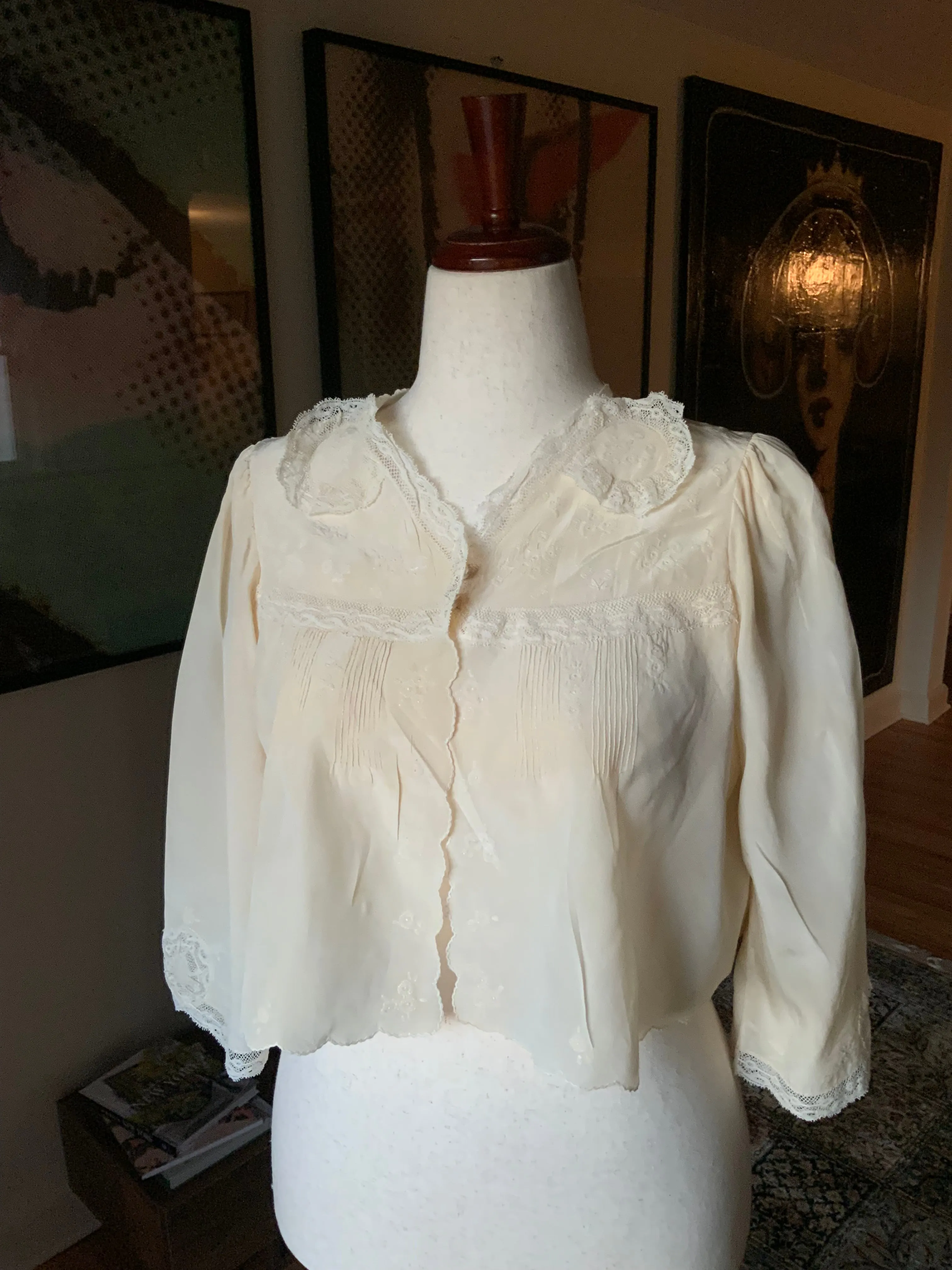 Silk Bed Jacket - Embellished - 20s -20N