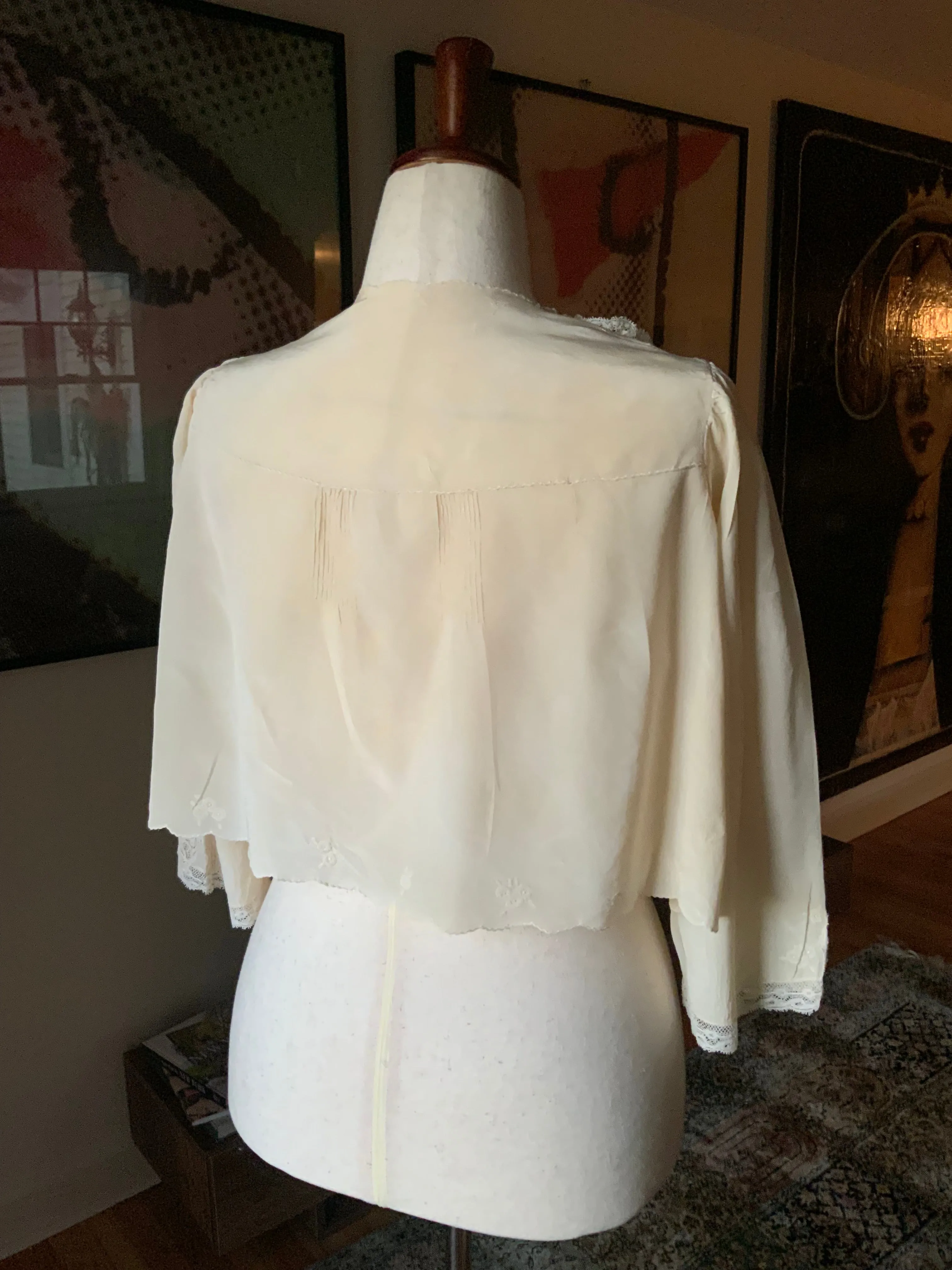 Silk Bed Jacket - Embellished - 20s -20N