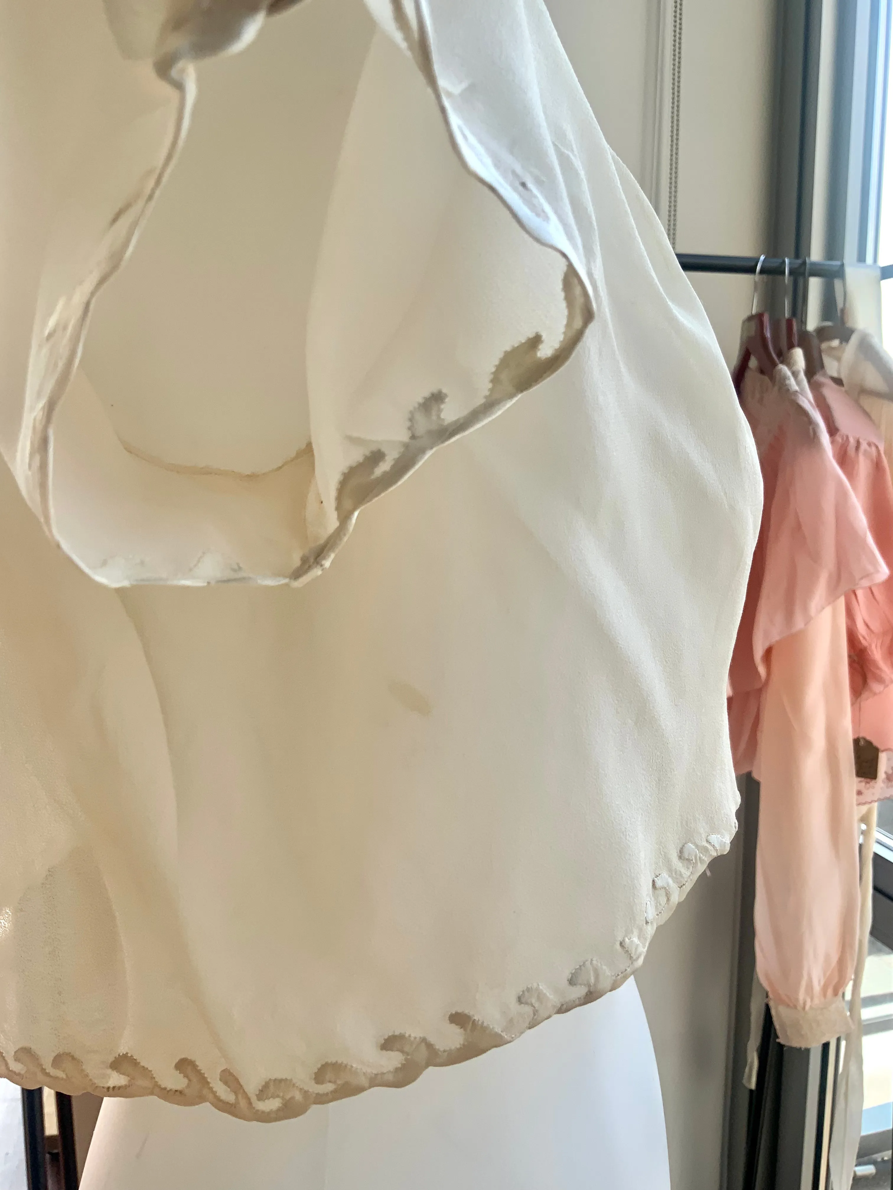 Silk Embroidered Bed Jacket - 20s - Bridal