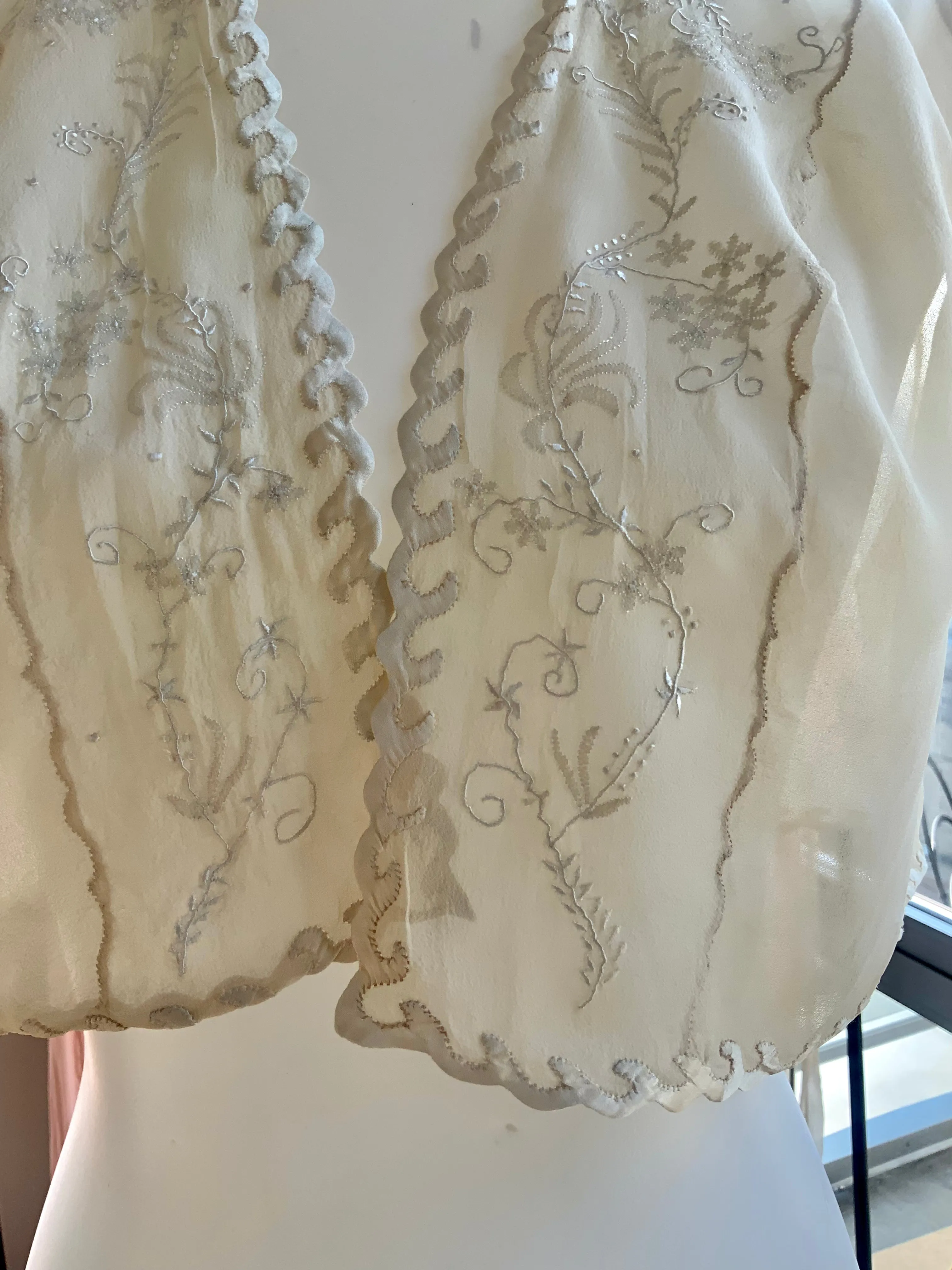 Silk Embroidered Bed Jacket - 20s - Bridal