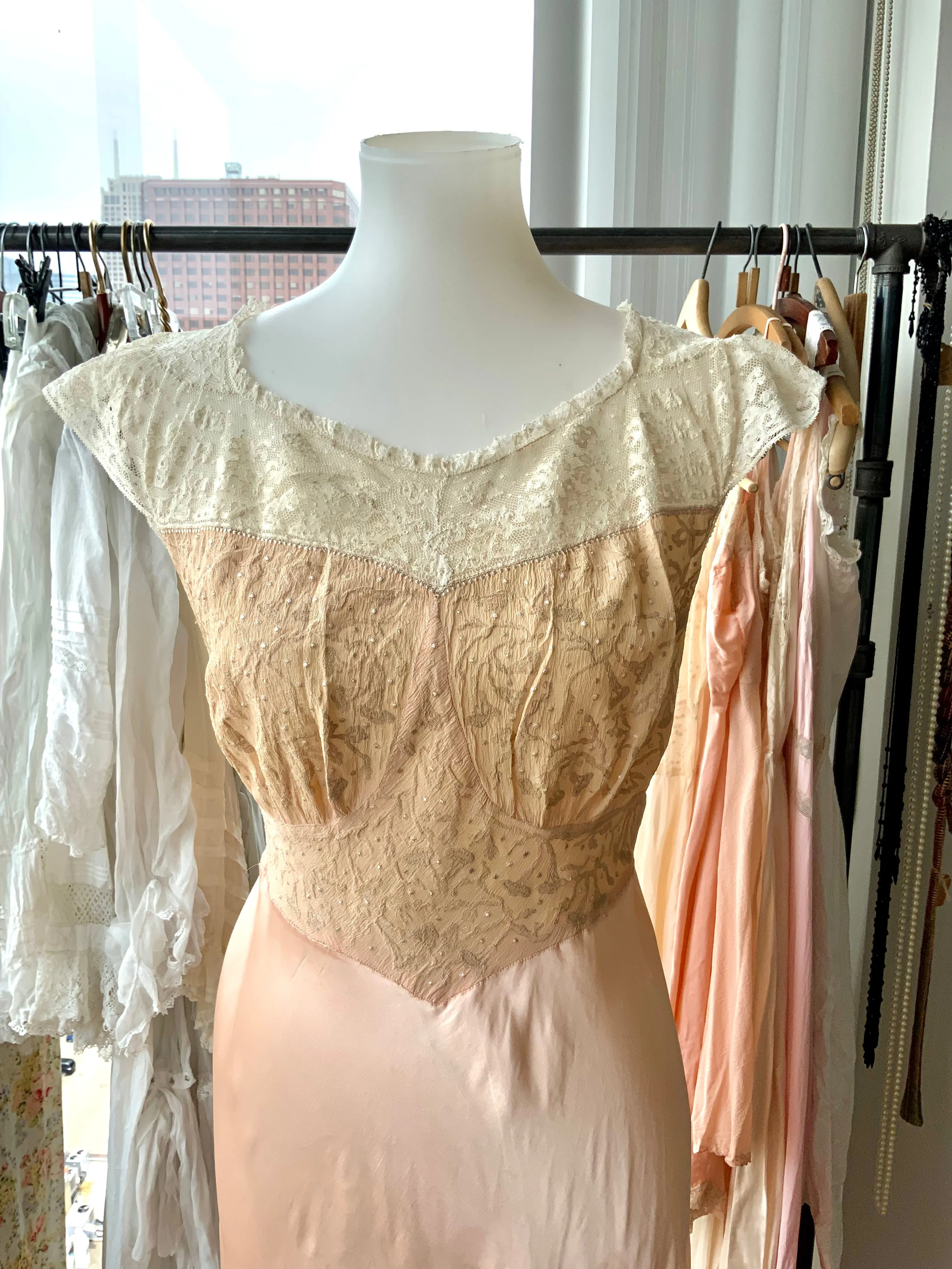 Silk Lace Bridal Nightgown - 30s - Bridal
