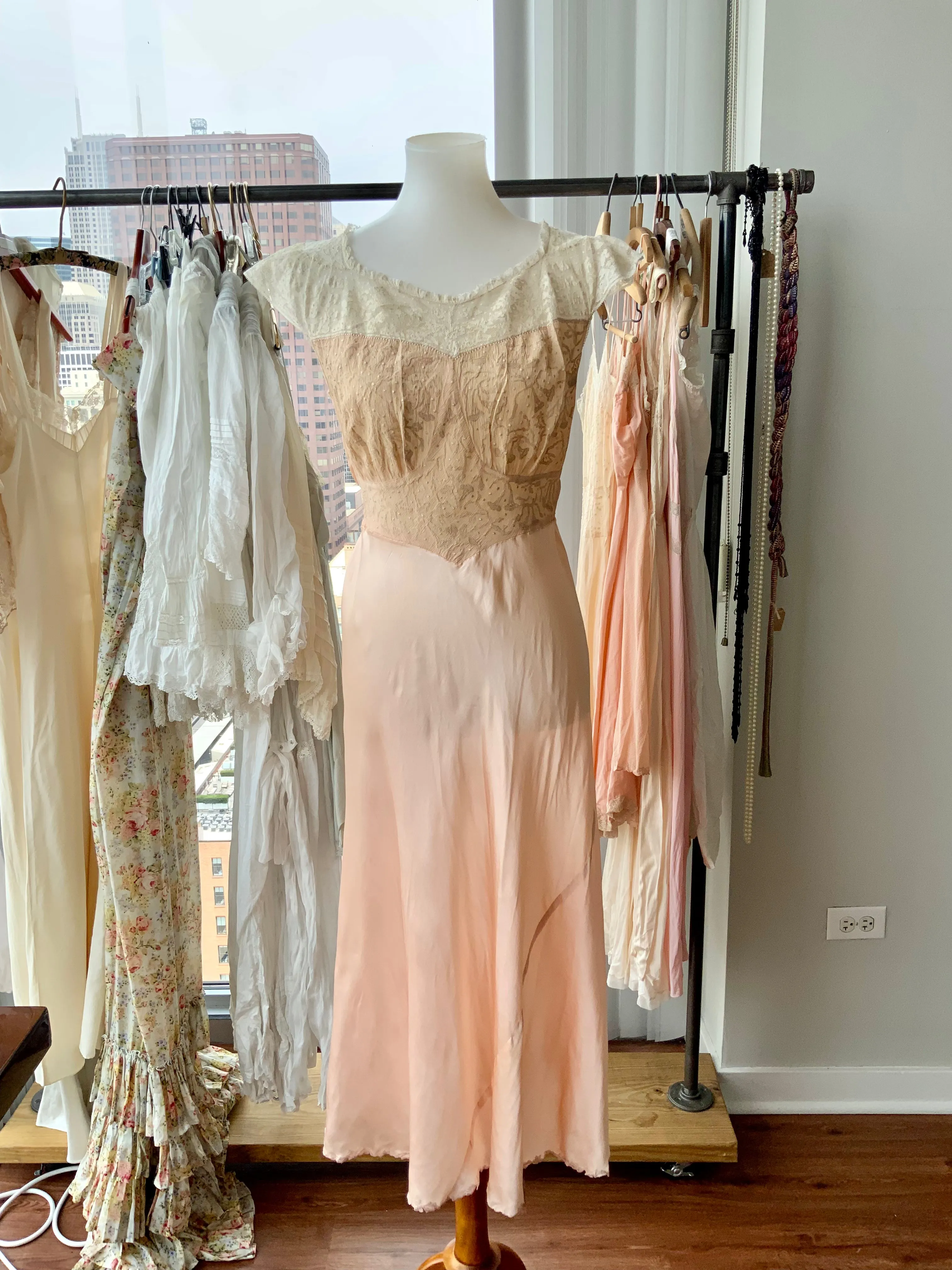 Silk Lace Bridal Nightgown - 30s - Bridal