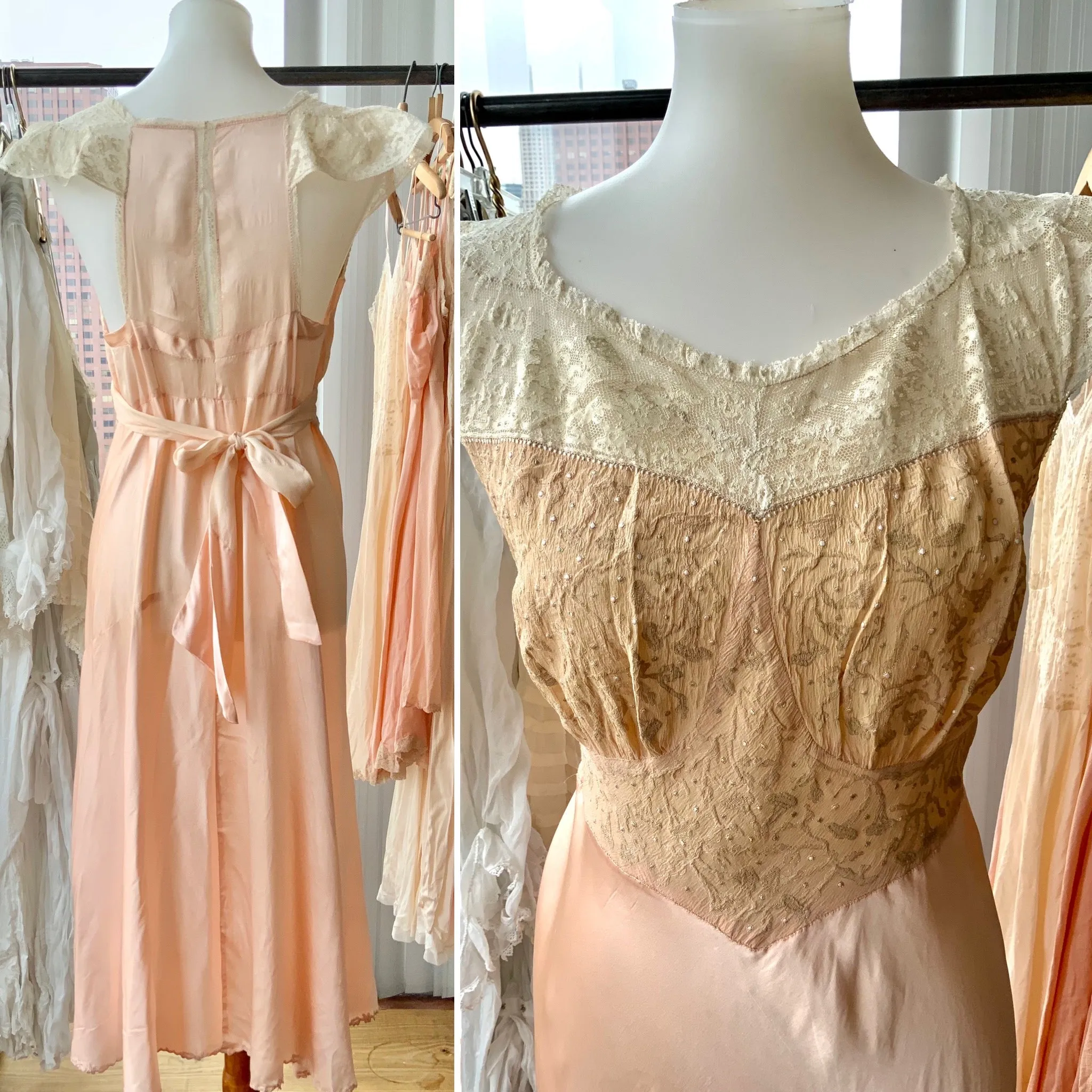 Silk Lace Bridal Nightgown - 30s - Bridal