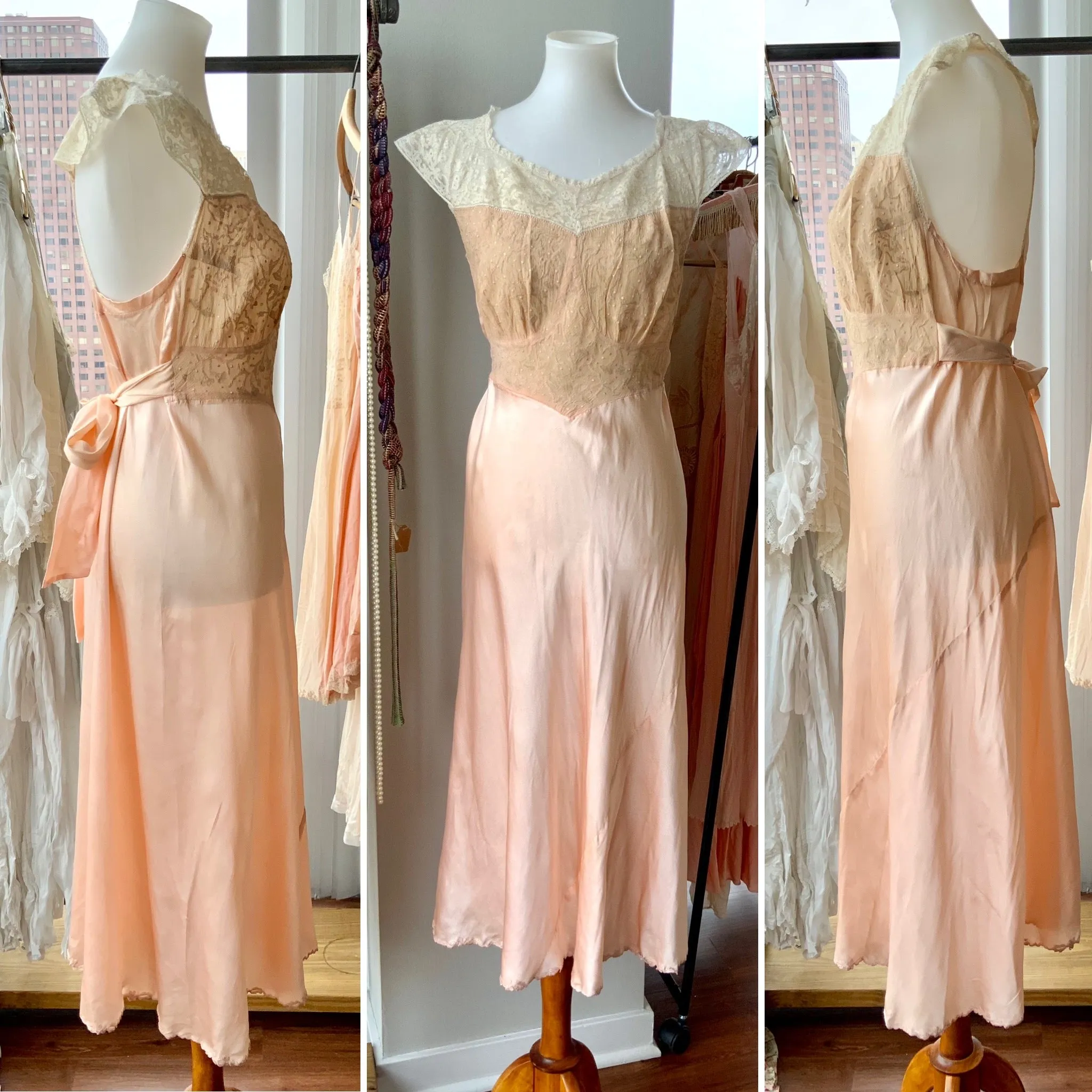 Silk Lace Bridal Nightgown - 30s - Bridal