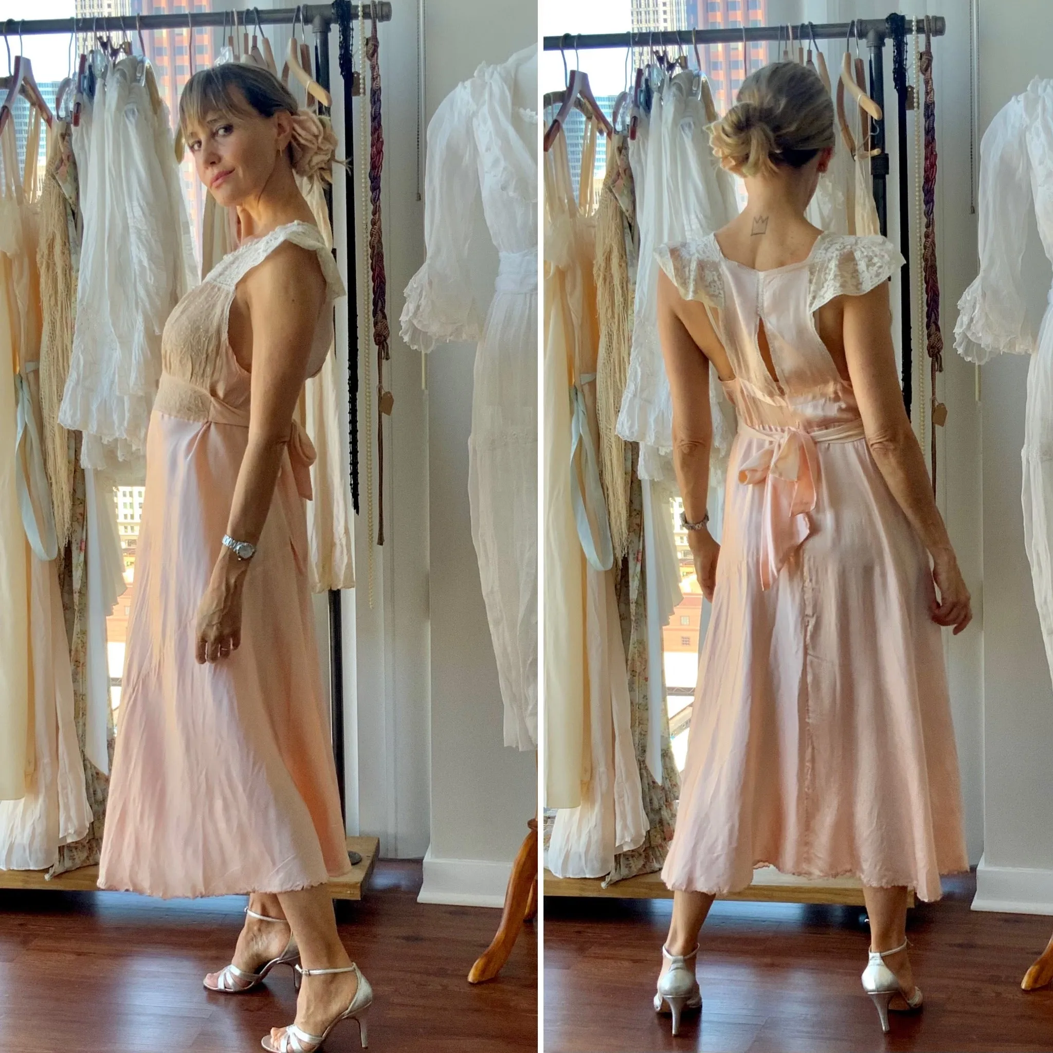 Silk Lace Bridal Nightgown - 30s - Bridal