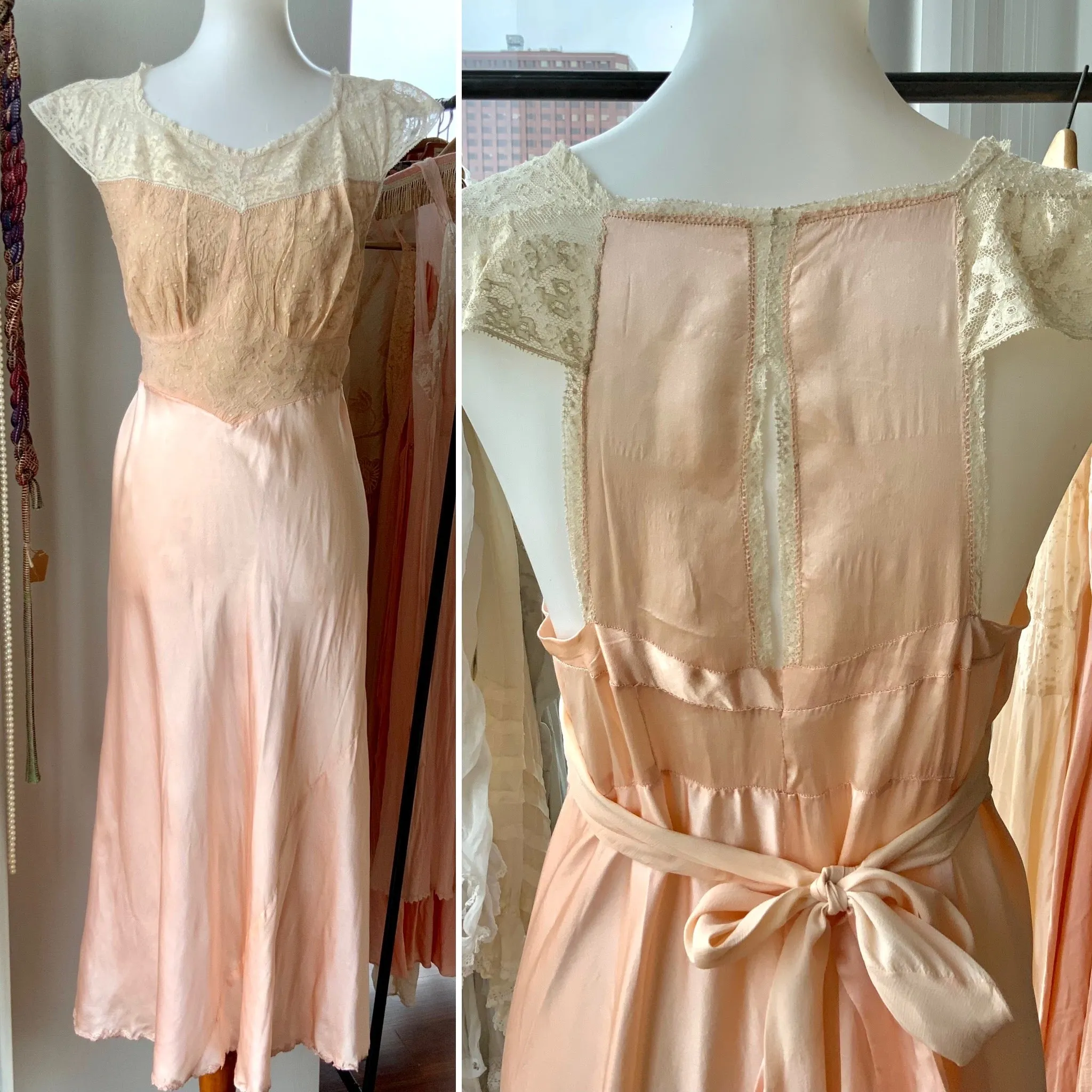 Silk Lace Bridal Nightgown - 30s - Bridal