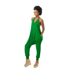 Solid Harem Jumpsuit Green