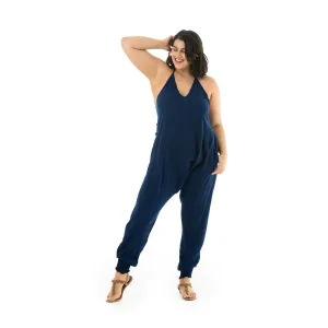 Solid Harem Jumpsuit Navy