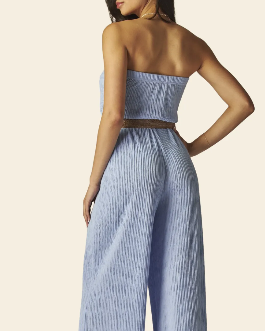 STRAPLESS BELTED JUMPSUIT
