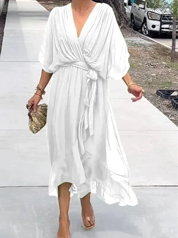 🎁Stylish and elegant V-neck chiffon dress