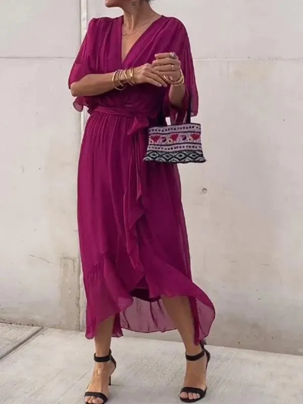 🎁Stylish and elegant V-neck chiffon dress