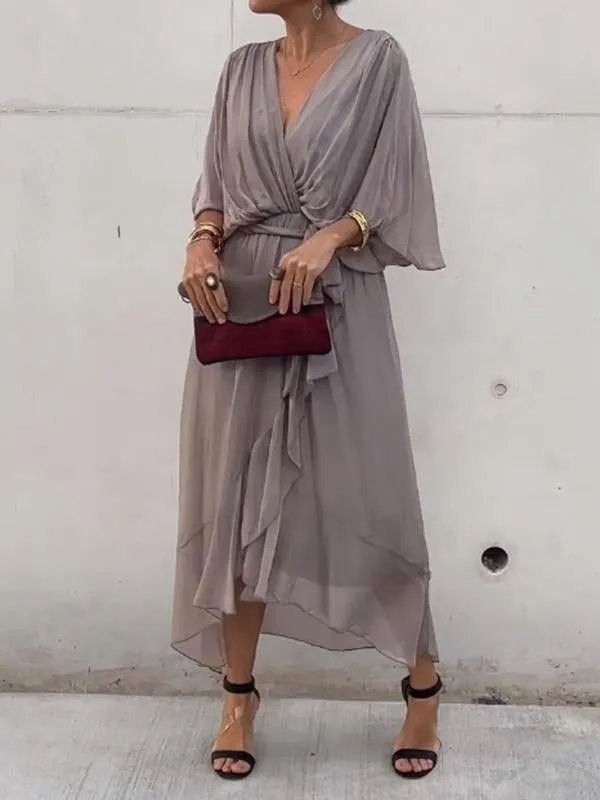 🎁Stylish and elegant V-neck chiffon dress