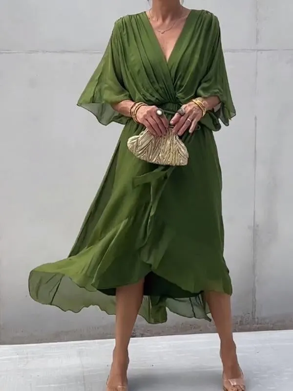 🎁Stylish and elegant V-neck chiffon dress