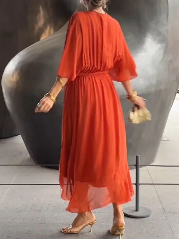🎁Stylish and elegant V-neck chiffon dress