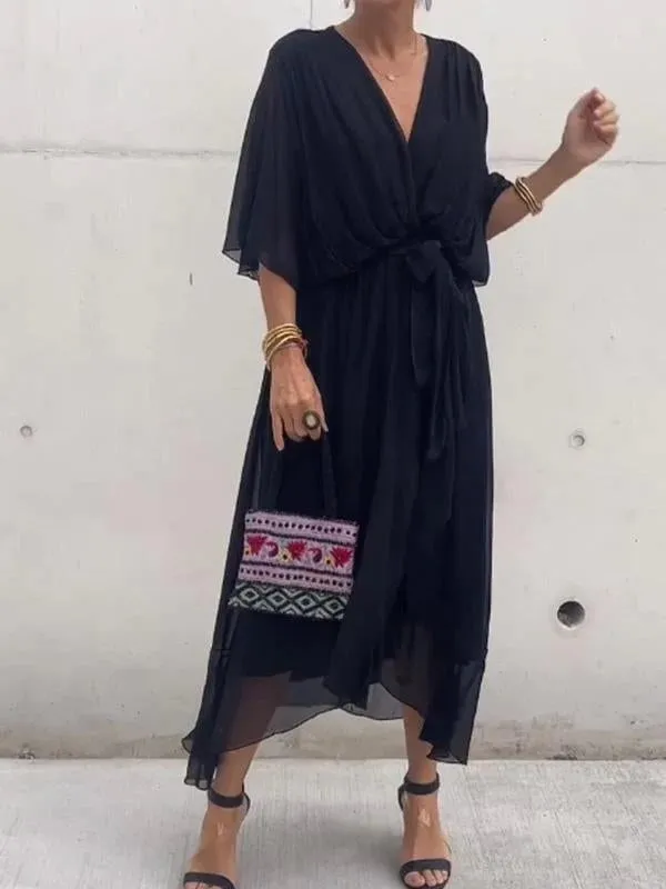 🎁Stylish and elegant V-neck chiffon dress
