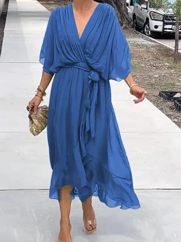 🎁Stylish and elegant V-neck chiffon dress