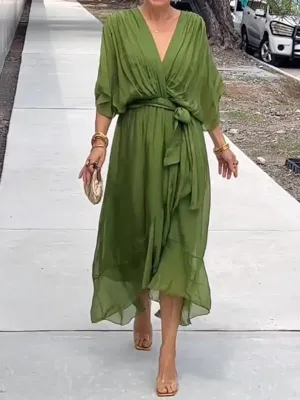 🎁Stylish and elegant V-neck chiffon dress