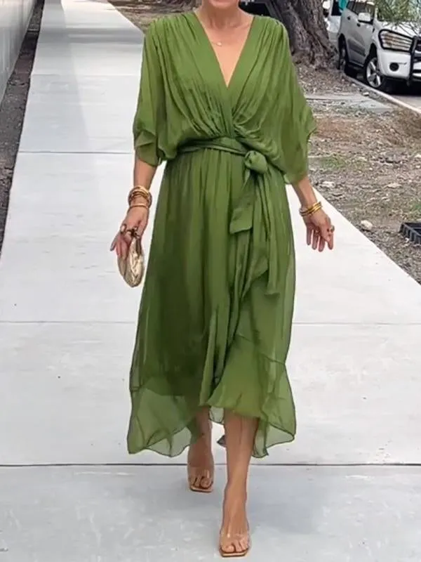 🎁Stylish and elegant V-neck chiffon dress
