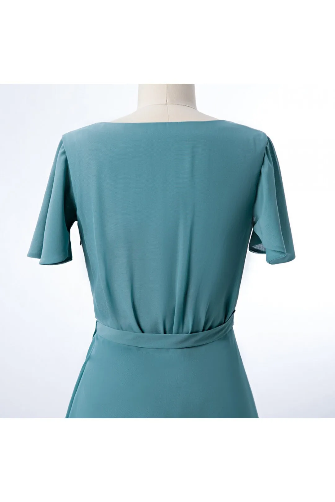 Teal Chiffon Long Wrap Bridesmaid Dress