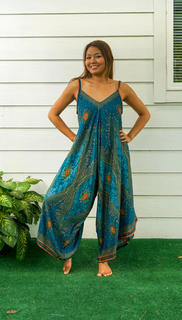 Teal Peacock Eye Jumpsuit