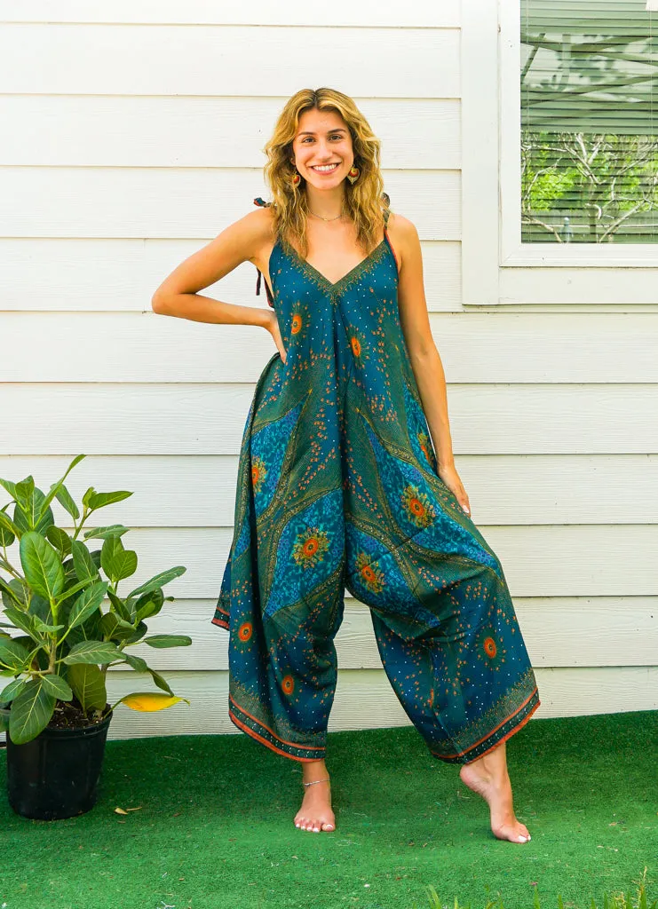 Teal Peacock Eye Jumpsuit