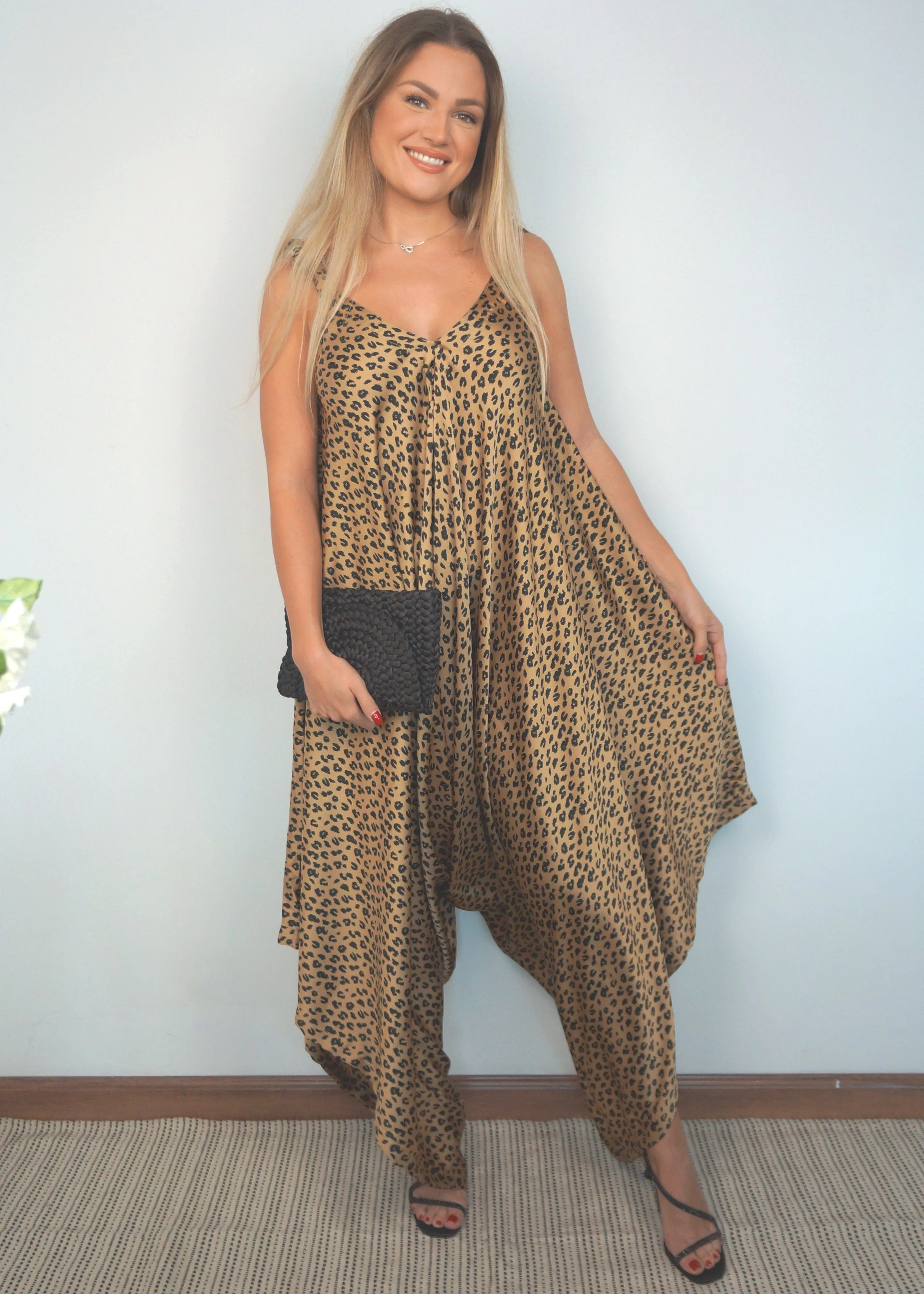 The Harem Jumpsuit - Leopard Gold