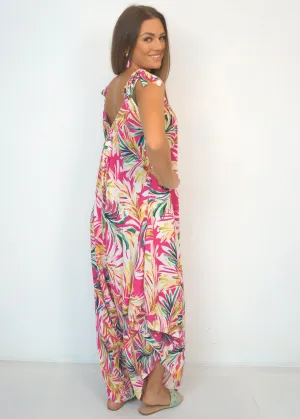 The Harem Jumpsuit - Magenta Palms