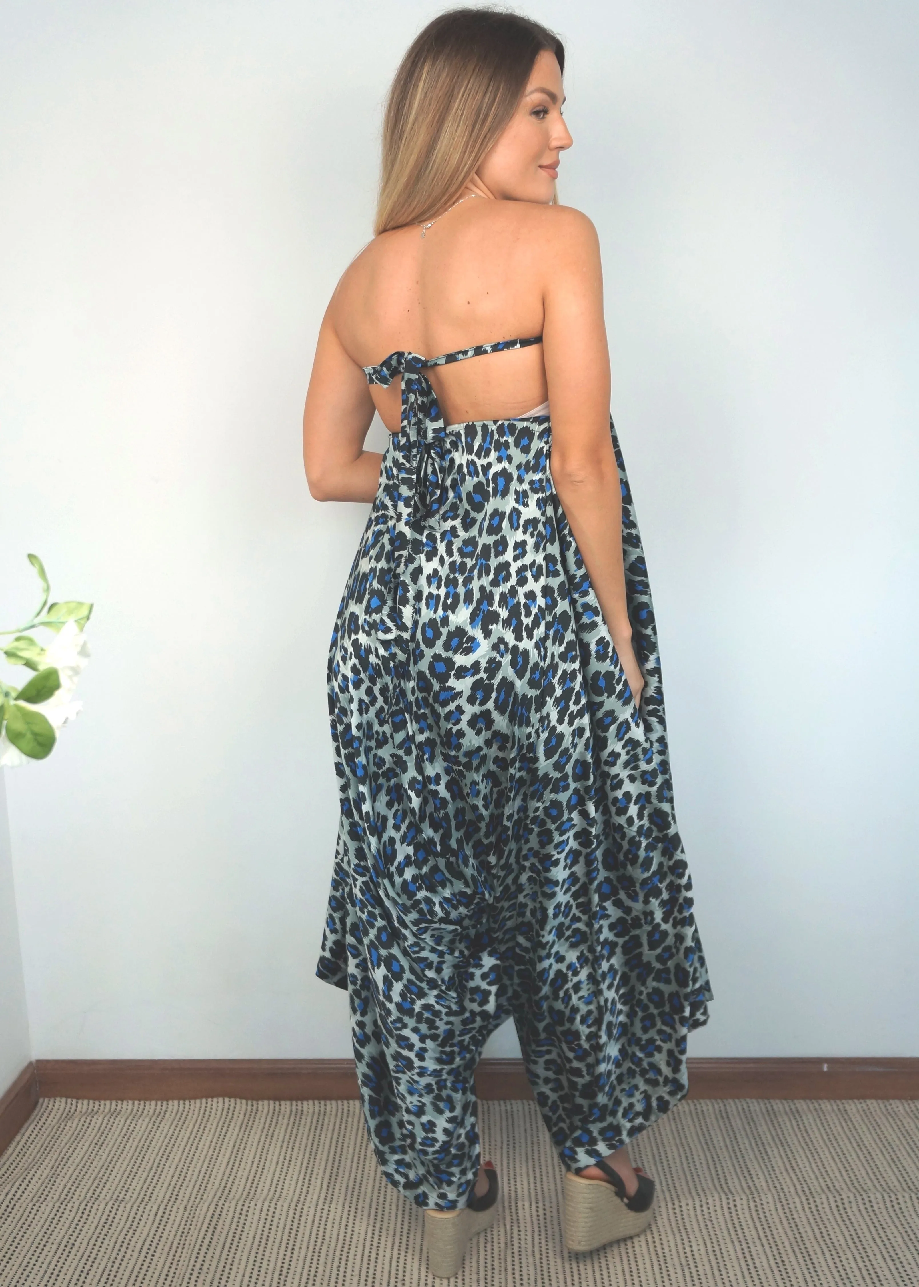The Harem Jumpsuit - Midnight Black Satin