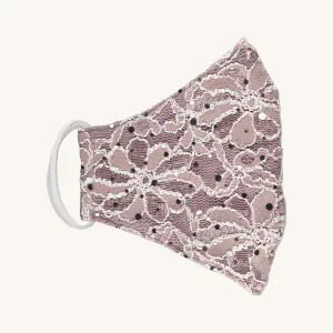 Two-Tone Rosewood Pink Lace Sequin Face Mask