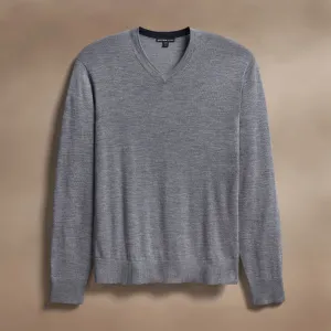 Ultrafine Cashmere V Neck Sweater - Flannel