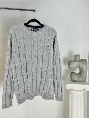 VINTAGE RALPH LAUREN CHAPS GREY CABLE KNIT SWEATER