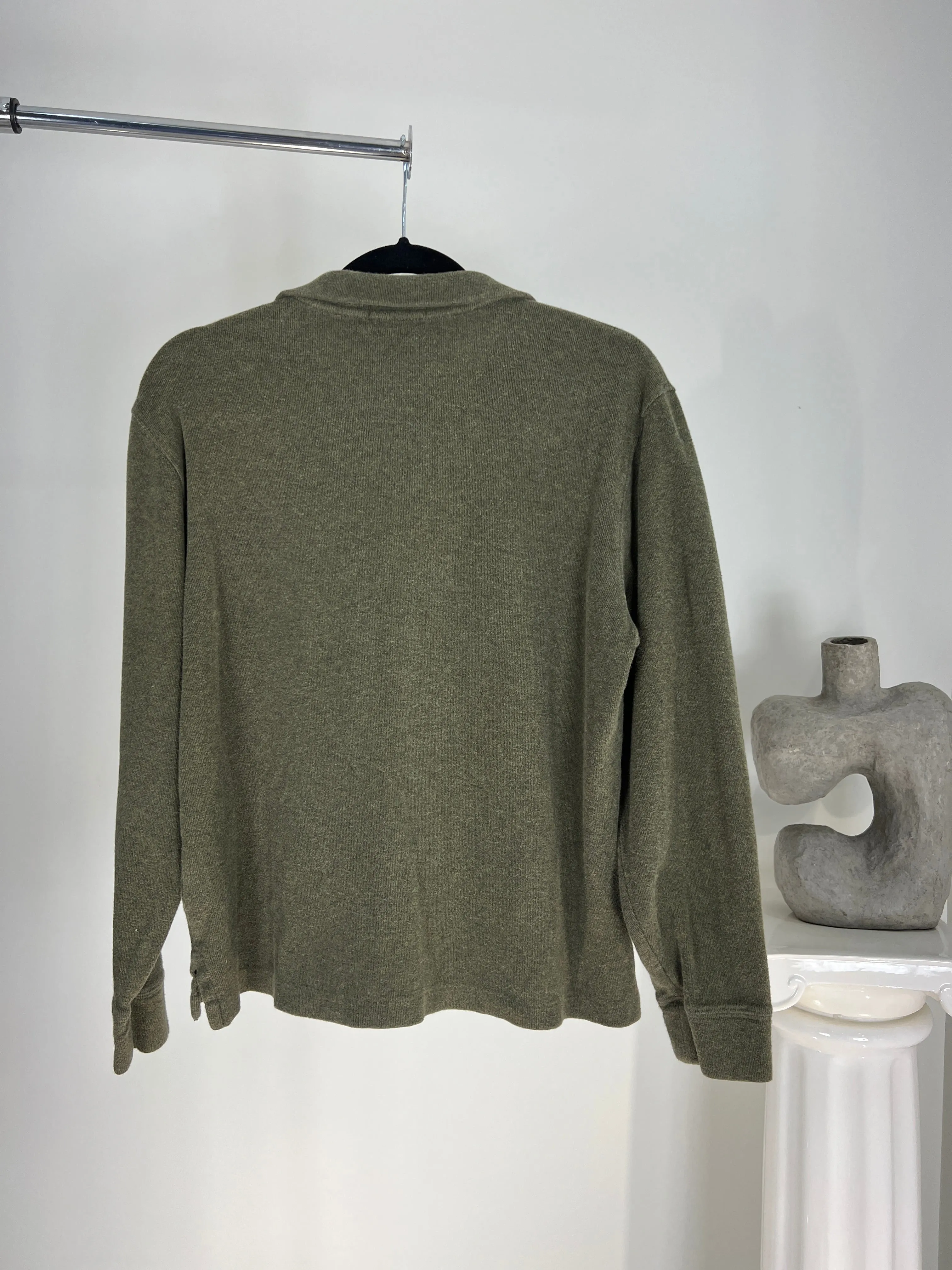 VINTAGE RALPH LAUREN OLIVE GREEN QUARTER ZIP SWEATER