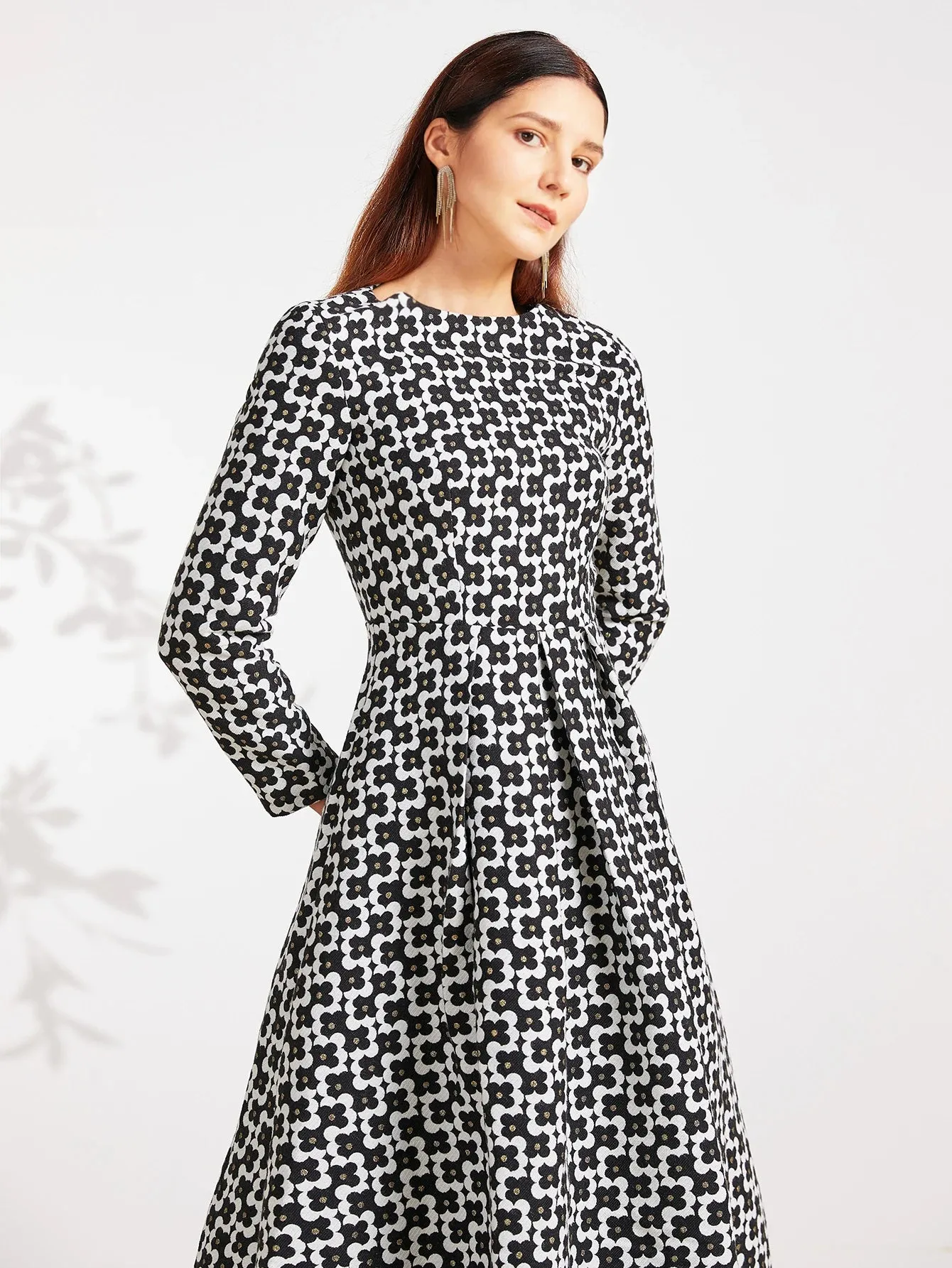 Vintage Thread Long Sleeve Casual Party Dress