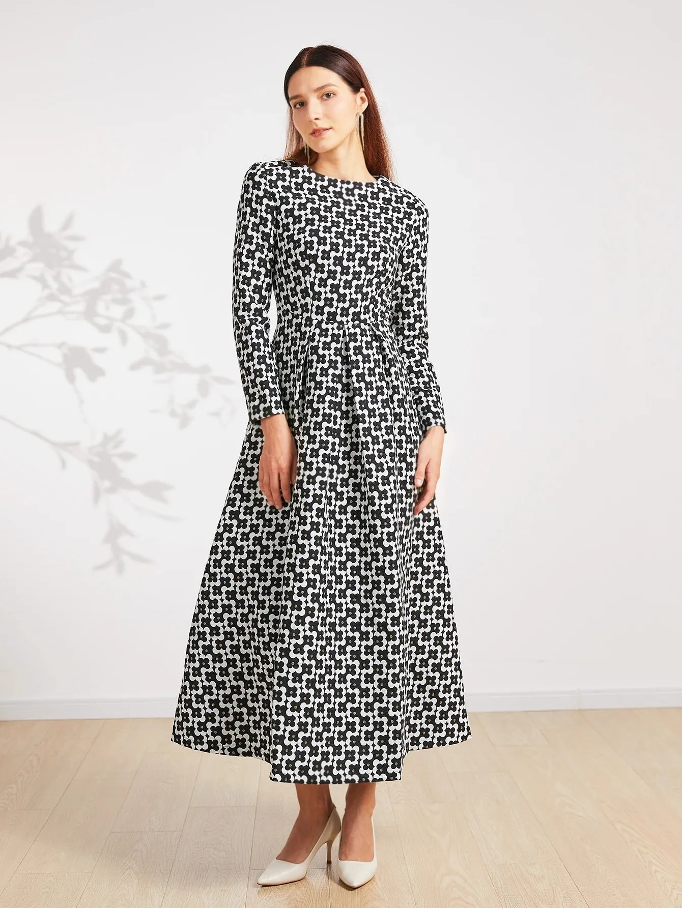 Vintage Thread Long Sleeve Casual Party Dress