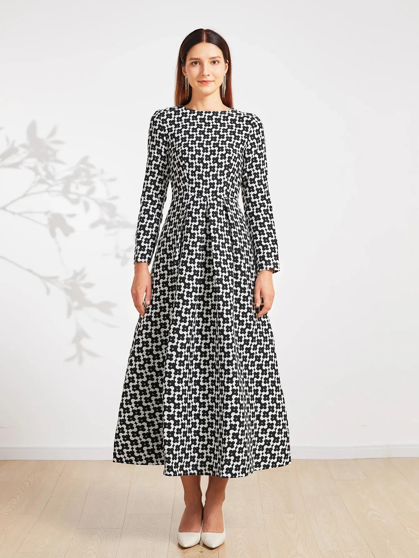 Vintage Thread Long Sleeve Casual Party Dress