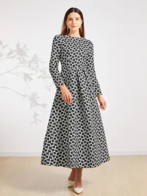 Vintage Thread Long Sleeve Casual Party Dress