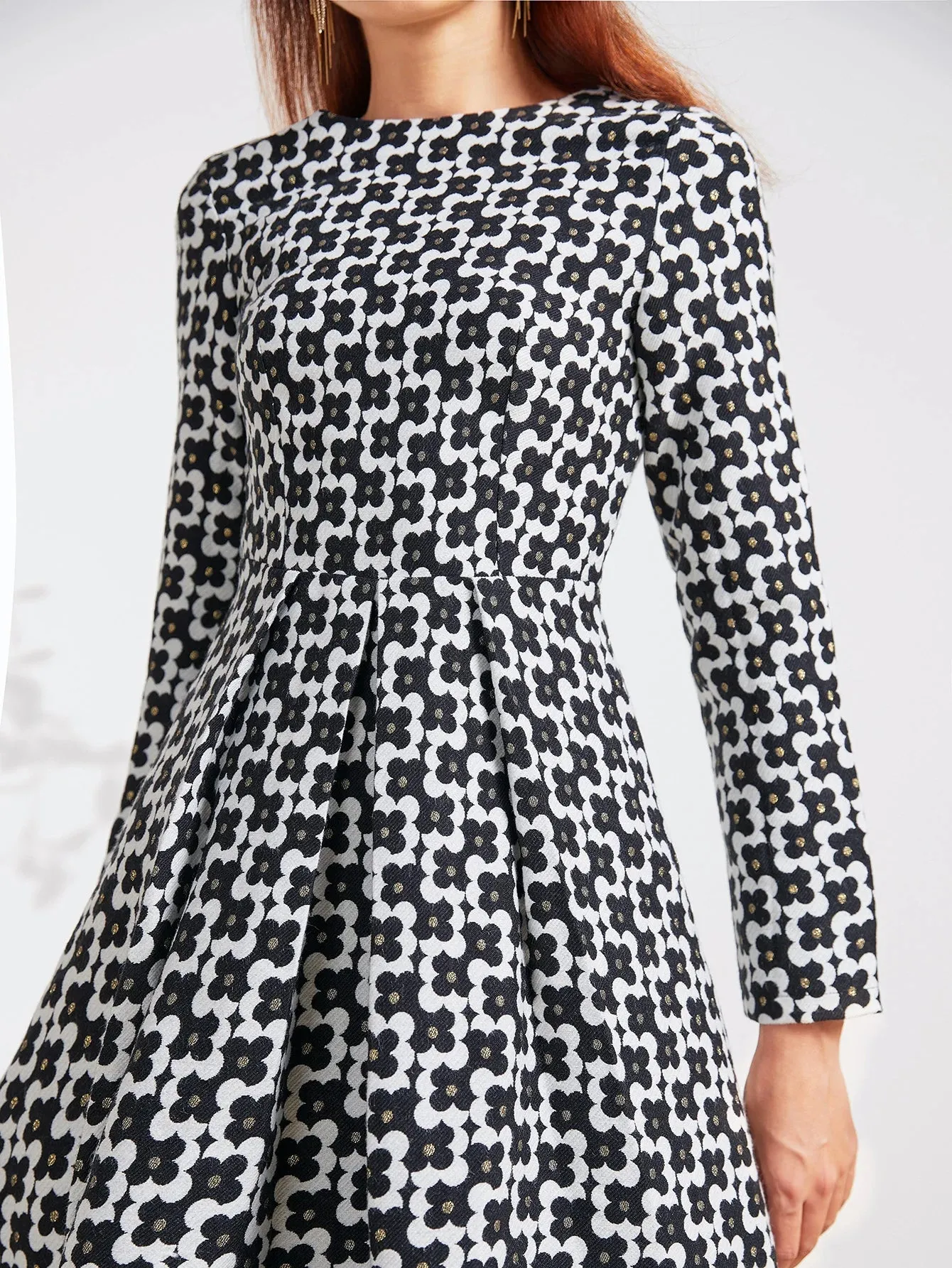 Vintage Thread Long Sleeve Casual Party Dress