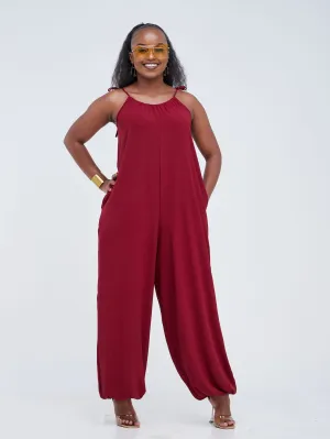 Vivo Dayo Strappy Harem Jumpsuit - Dark Maroon