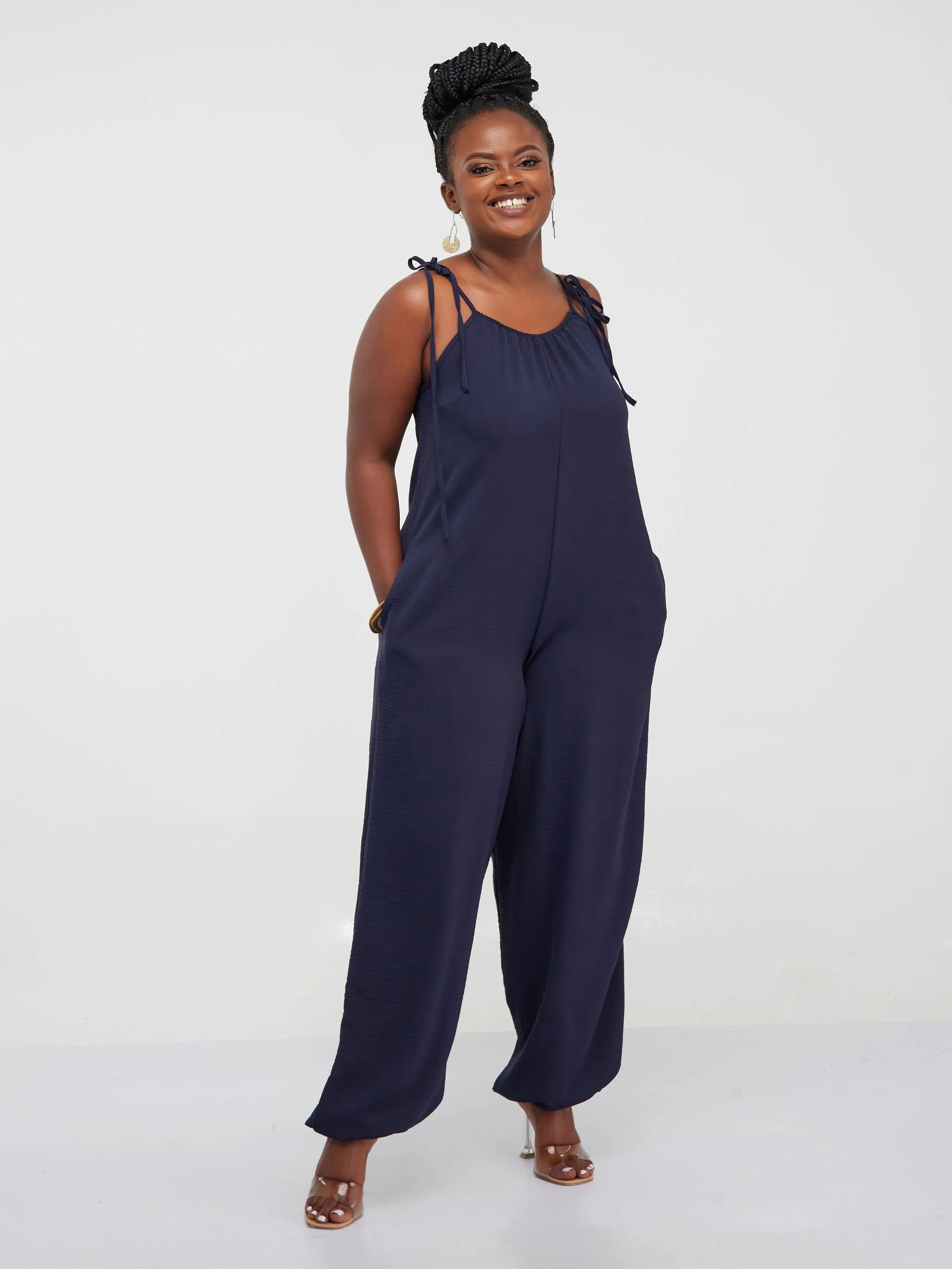 Vivo Dayo Strappy Harem Jumpsuit - Navy Blue