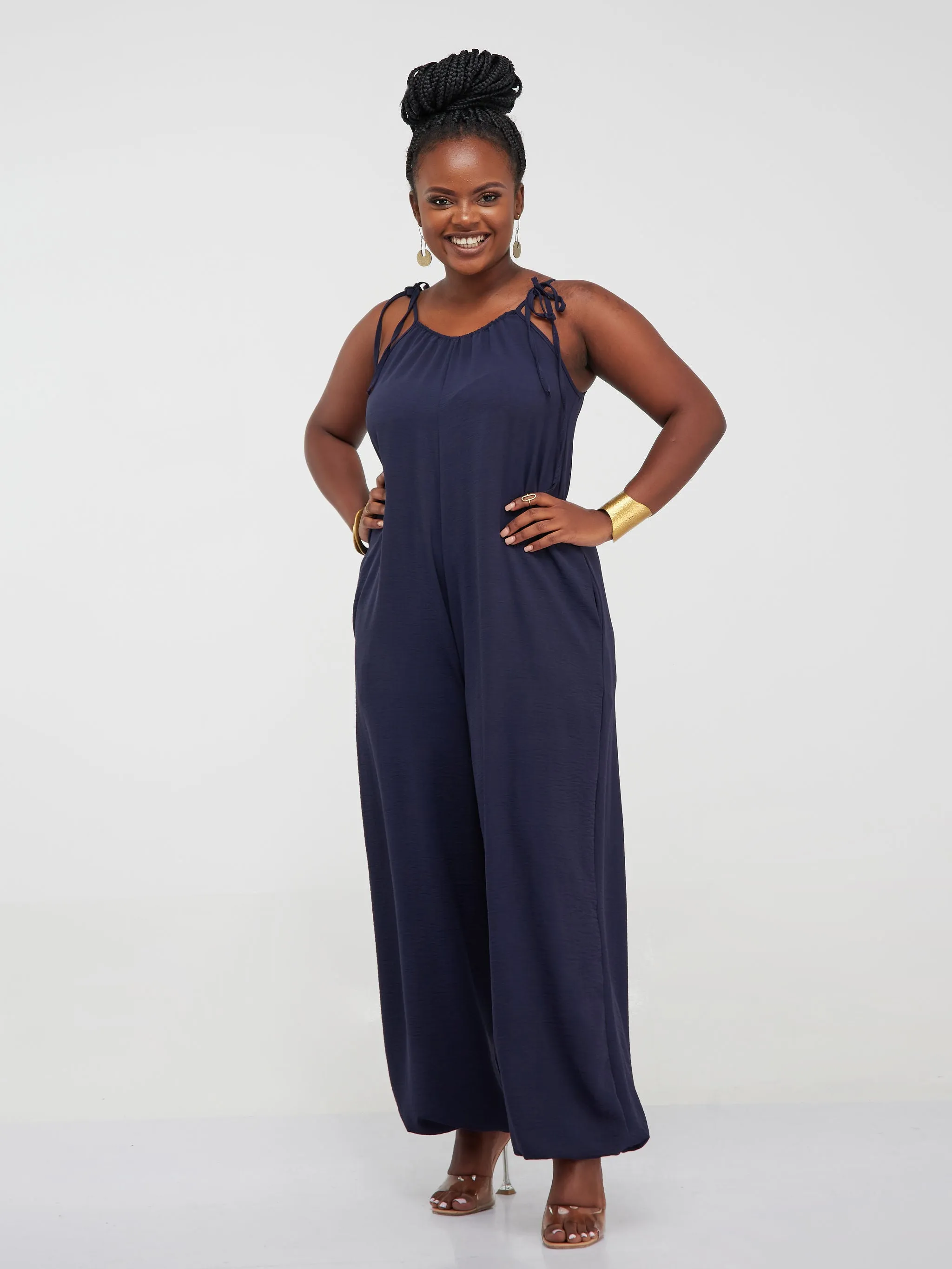 Vivo Dayo Strappy Harem Jumpsuit - Navy Blue