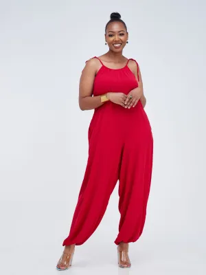 Vivo Dayo Strappy Harem Jumpsuit - Red