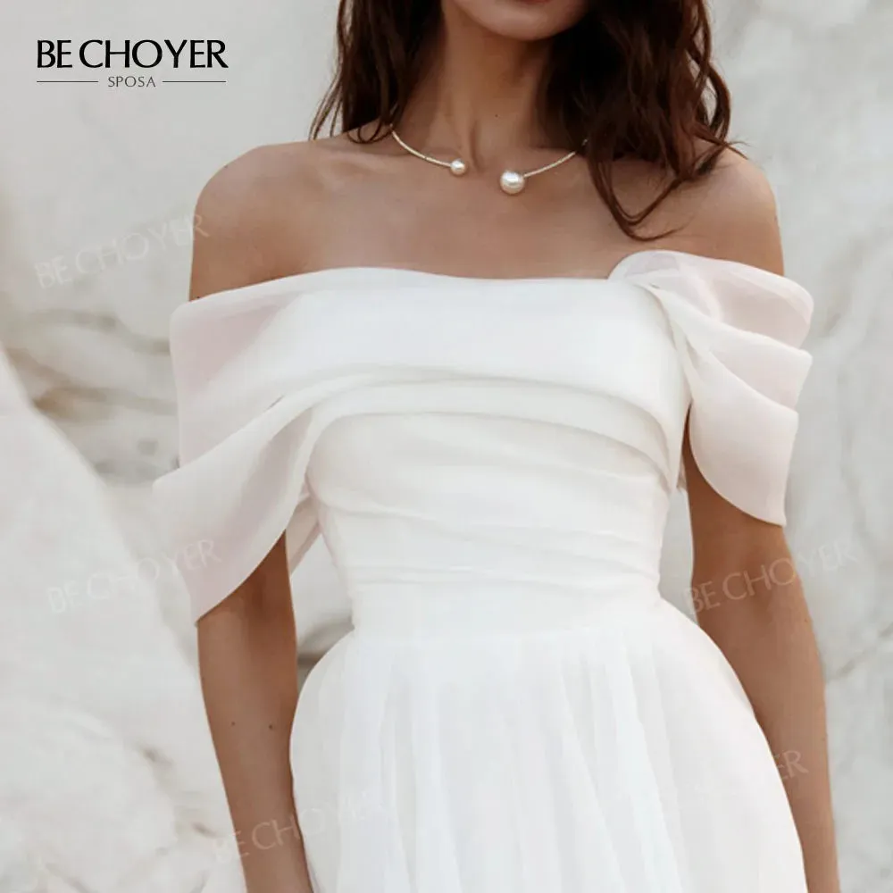 Wedding Dress Off the Shoulder Simple Bride Gown Beach