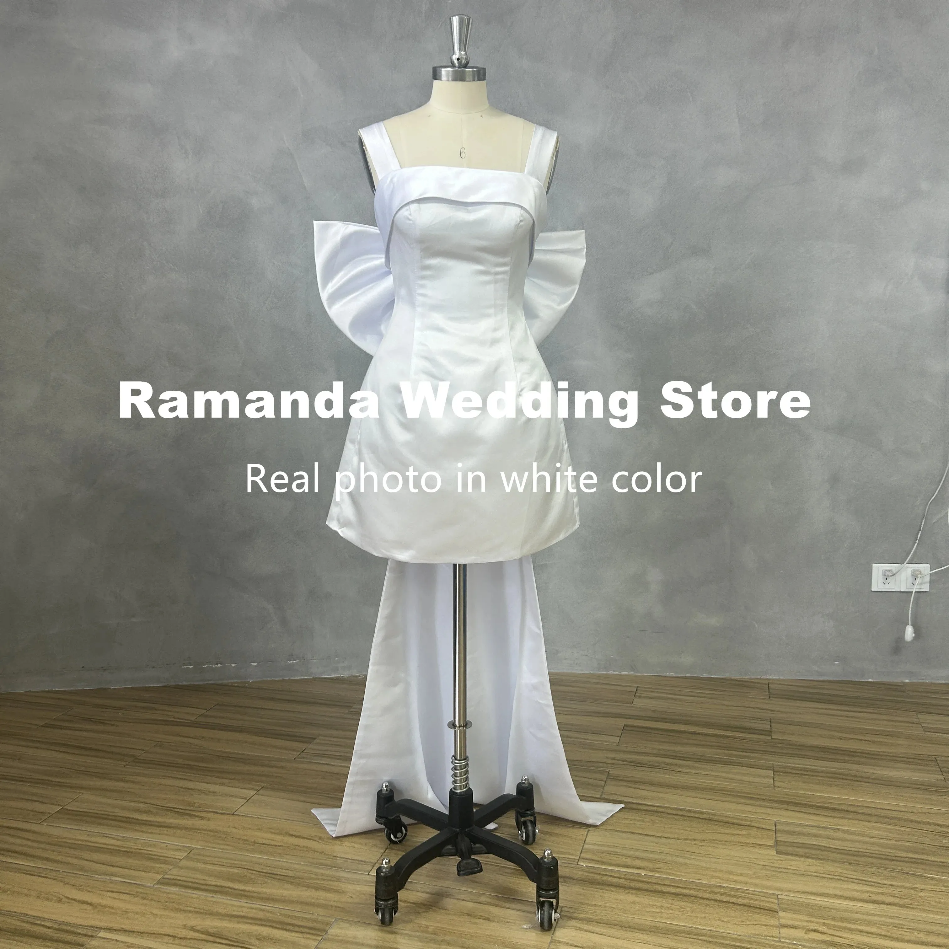 Wedding Dress Simple Backless Mini Above Knee Bridal Gown Robe De Mariee