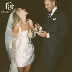 Wedding Dress Simple Backless Mini Above Knee Bridal Gown Robe De Mariee