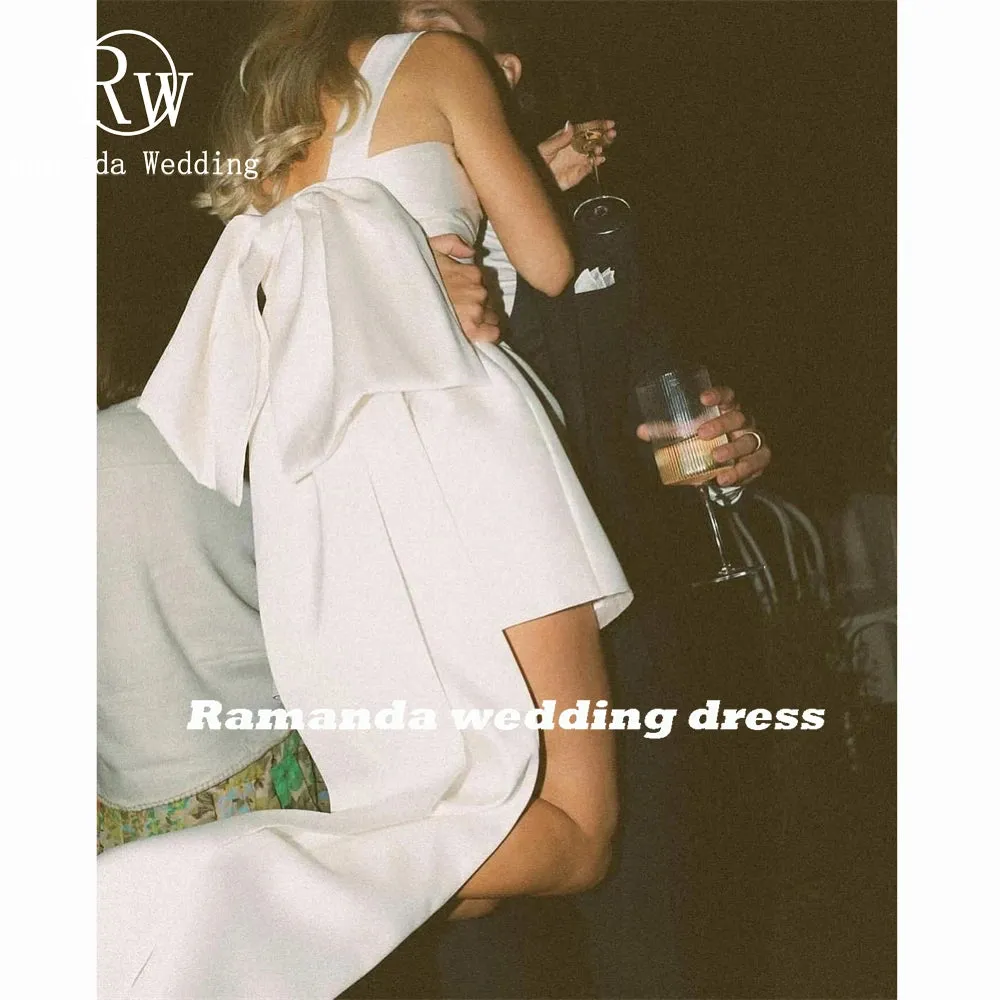 Wedding Dress Simple Backless Mini Above Knee Bridal Gown Robe De Mariee